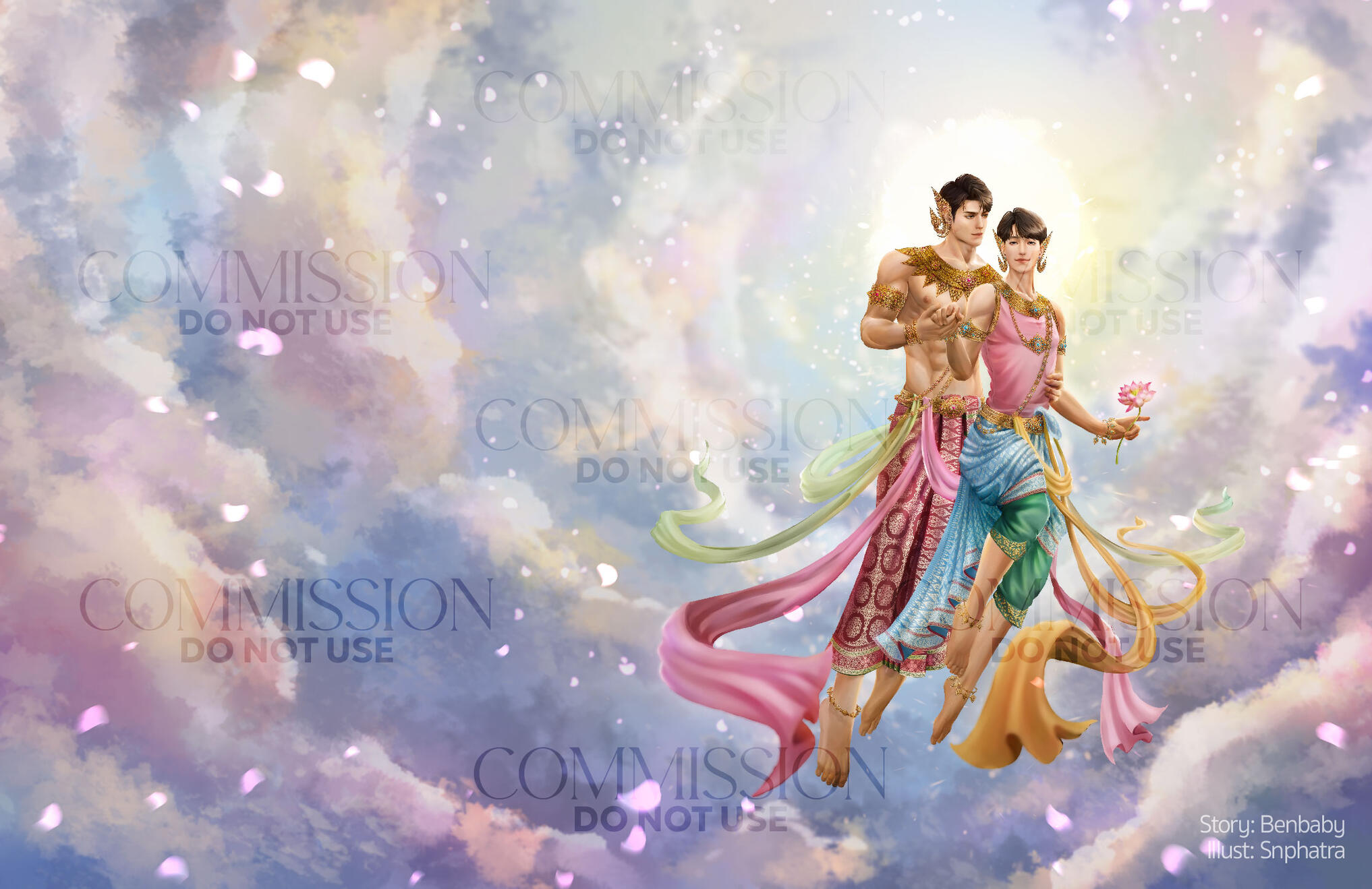 Novel Cover: Full Body, Full Color, Painted Background, Full Costume