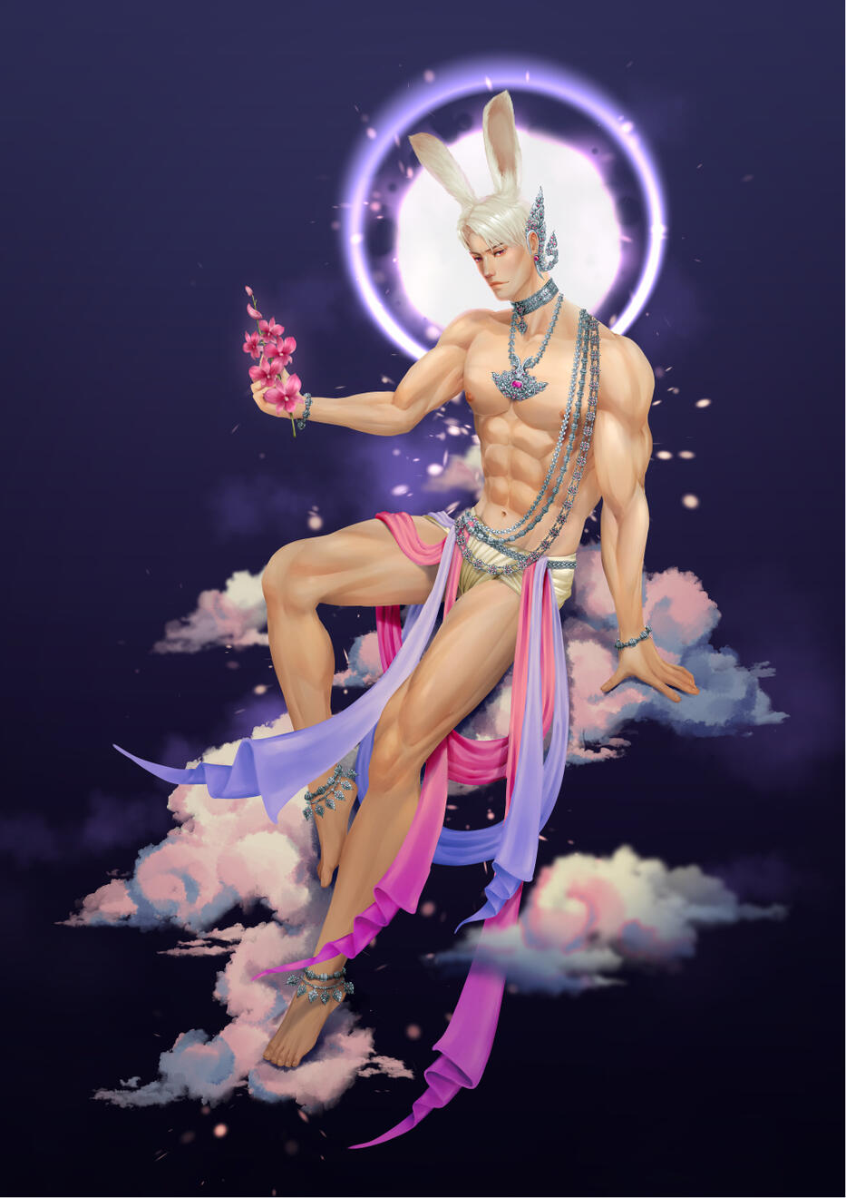 Illustration: Full Body, Full Color, Painted Background, Full Costume
